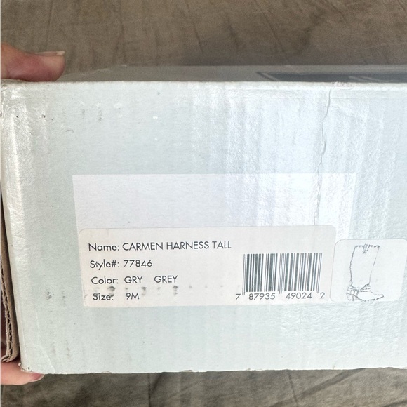 Women’s Frye Carmen Harness Tall Grey Boot Size 9 New - Picture 8 of 8